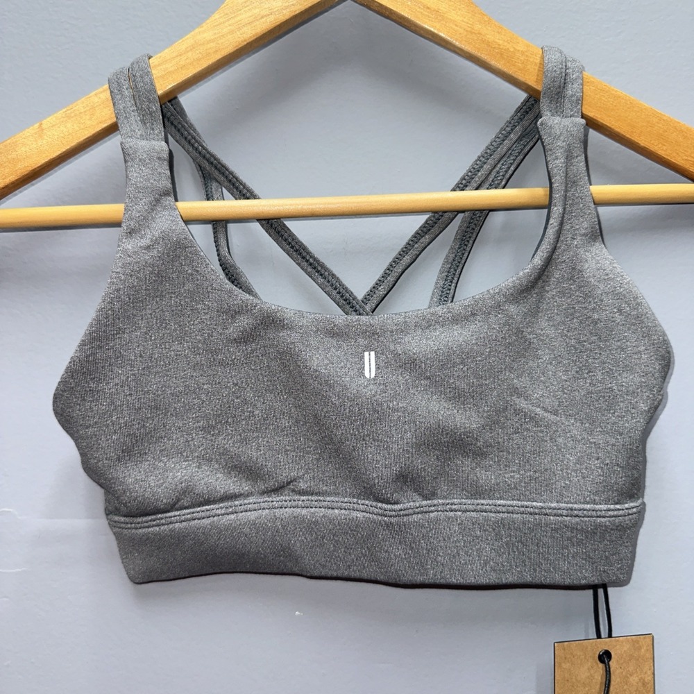 NOBULL Women Crop Bra Heather Grey Strappy Cross Back Sports Bra XS NEW